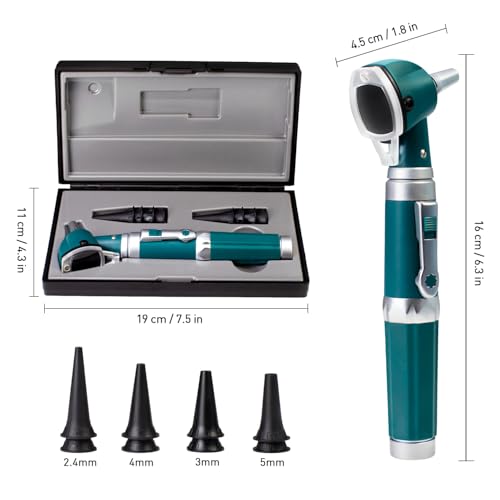Scian Otoscope - Ear Scope with Light, Fiber Optic Otoscopes with Hard Plastic Case, Pocket Diagnostic Ear Infection Detector for Kids Adults Home Use (Green) - color: Green