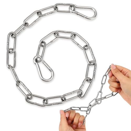Gate Chain Lock, 20 Inch Stainless Steel Chain Locks for Outside, Metal Gate Chain for Outdoor Fence Camping Hanging Pet Chains Prevention Theft