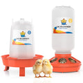 Lil'Clucker 1L Chick Feeder, 1.5L Chicken Waterer - No Leakage Chick Feeder and Waterer Kit, Hanging Baby Chick Waterer, Durable Chicken Water Feeder, Chicken Feeder and Waterer Set, Poultry Waterer - color: Orange