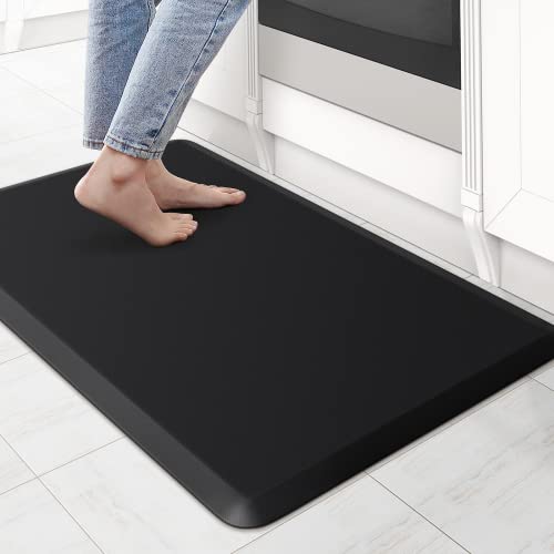 Kitchen Mat Cushioned Anti Fatigue Rug Standing and Comfort Floor Mats | Water-Resistant, Non-Slip, Easy to Clean Comfort Floor Mat for Kitchen, Sink & Office, Multiple Colors & Sizes, 17.3"x28" - color: Black, size: 28"L x 17.3"W x 0.5"Th
