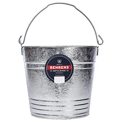 Behrens 1214GS Galvanized Steel Utility Pail, 14-Quart, Gray - size: 14 quarts, style: Hot Dipped