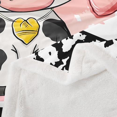 Cartoon Cow Kids Throw Blanket,Rustic Farm Animal Cow Skin Print Bed Blanket for Girls Women,Butterfly Love Heart Dreamy Fleece Blanket,Black White Fuzzy Blanket,Baby Size (30 x 39 Inches) - color: Black White, size: Baby