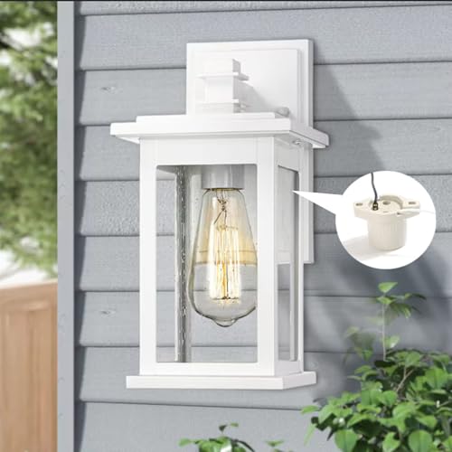 E26 Ceramic Surface Mount Socket with Flange Mount Base,5.9Inch Wire | High Temp Resistant Porcelain Light Bulb Holder,Pre-Wired Heat Resistant Fixture for Reptile Terrarium, Brooder & DIY Lamps