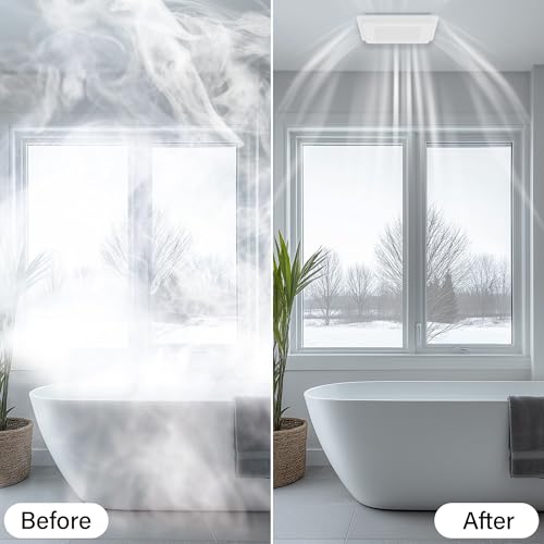 2 in 1 Bathroom Exhaust Fan with LED Light: 20W Ceiling Mount Ventilation Fan and Lamp Combo for Bathroom and Home, 80CFM, 120V, 1000LM, 5CCT Seletable, Dimmable & Wet Rated, ETL Certified - size: 80CFM With Light