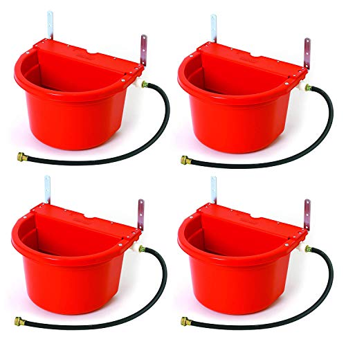 Little Giant FW16RED 4 Gallon Capacity Automatic Float Controlled Waterer Animal Horse & Cattle Livestock Water Trough, Red (4 Pack)