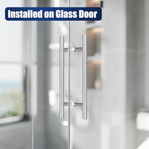 Ranbo 18" Door Pull Handle, 1.2mm 304 Stainless Steel, Brushed Nickel | 11-13/16" Hole Spacing, Fits 1/4"–3/4" Glass Doors and 1-3/8"–2-3/16" Wood Doors, for Shower, Barn and Storefront Door - size: 18 inches/0.98 inches Cross Section Diameter