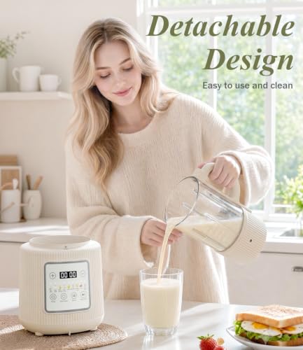 Nut Milk Maker Machine, 59oz Soy Milk Machine with Detachable Design, 9 in 1 Homemade Soy, Almond, Oat, Plant Based Milk, Juice, Milkshake and Smoothie Maker, 24H Delay Start, Auto Clean