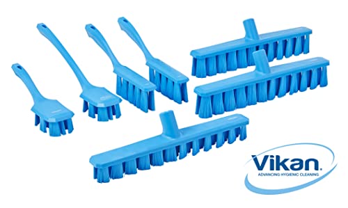 Vikan 41963 UST Long Handle Scrubbing Brush, Stiff, Blue