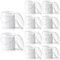 Mumufy 10 Pcs 3.5 Gallon Round Food Grade Bucket with Lid Plastic Buckets Pail with Handle Lid Heavy Duty Buckets for Storing Dry Food Charcoal Camping Fishing(White) - color: White, style: Round