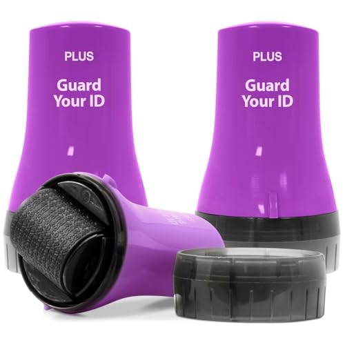 Guard Your ID Wide Identity Theft Protection Roller Stamp, 3-Pack for Mail - color: Purple, size: Wide 3-Pack