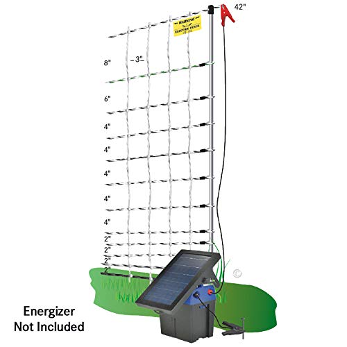Premier 1 PoultryNet® Electric Fence for Chickens – 42"H x 164'L | White/black, step-in posts. For chickens, ducks & geese. Keeps out coyotes, foxes & dogs. Energizer sold separately.