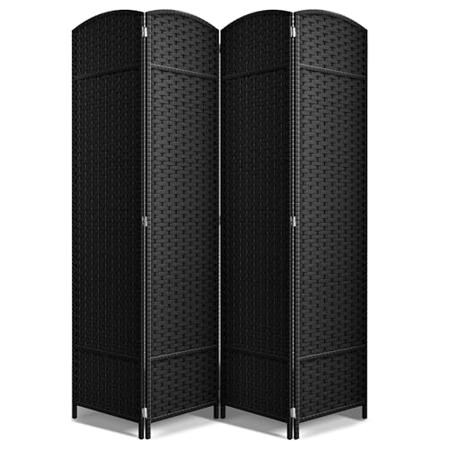 Sorbus Foldable Room Divider, Mesh Privacy Screen (4 Panel, Black) | Folding screens, dividers for rooms, double-hinged panels; freestanding partition for bedrooms, offices and shared areas - color: Black, size: 4 Panel
