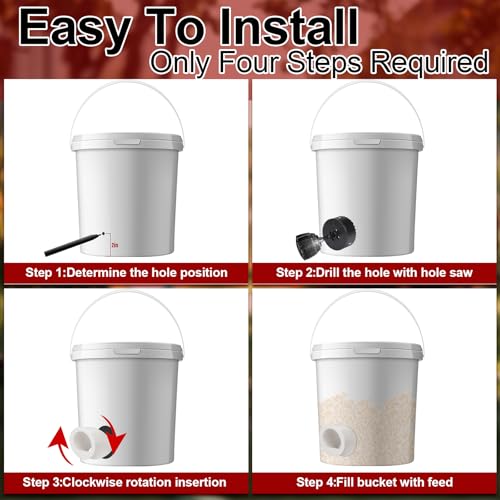 Potchen 25 Sets Chicken Feeder and Water Cup Kit, Quail & Chick Port Feeder and Automatic Chicken Waterer with Hole Opener, Drill, DIY Waterer for Various Poultry