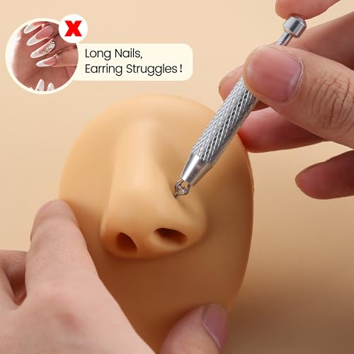Piercing Ball Grabber Tool, 14-20G Taper for Changing Jewelry | Surgical Steel Flat Back Earrings Threader Tool Insertion Pin, Body Piercing Kit for Ear Rook Conch Nose Lip Jewelry Removal - style: Ball Grabber Tool