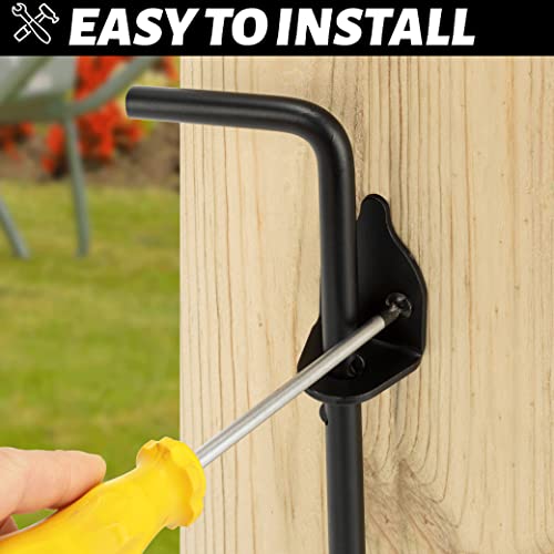 12" Heavy Duty Cane Bolt Gate Drop Rod Fence Hardware Ground Latch Stopper | for Wood/PVC/Vinyl/Metal Fences Gates, Double Doors, Black Solid Steel -1 Pack - color: 1 PACK, size: 12 Inch