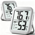 Antonki 2 Pack Room Thermometer Indoor Hygrometer | Monitor Temperature & Humidity, Accurate, Fast Read, Easy To View, Magnetic/Kickstand/Hanging, ℉/℃, w/ Battery, Compact - color: 2 Pcs* Space Grey