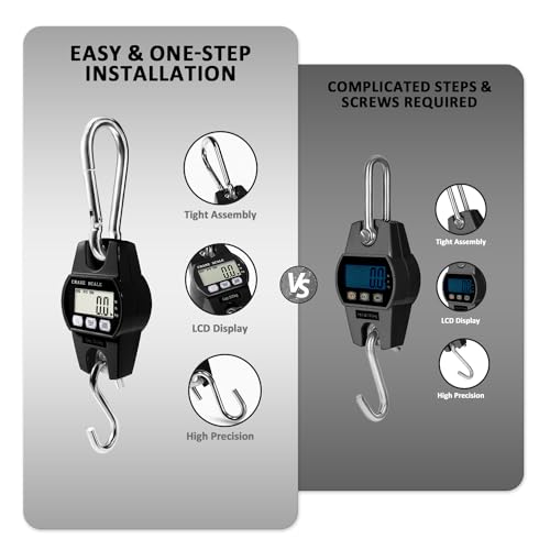 GRAM PRES Digital Hanging Crane Scale 660LB/300KG | Deer Hunting Scales, Farm,Fishing, Fish, meat，Game ,luggage Scale with Hold/Tare - color: Black