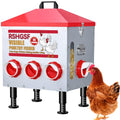 Stainless Steel Automatic Chicken Feeder, 55 lb, 8 Feeding Ports, Waterproof, Rodent Free, Outdoor Metal Poultry Feeder with Adjustable Anti-Slip Feet