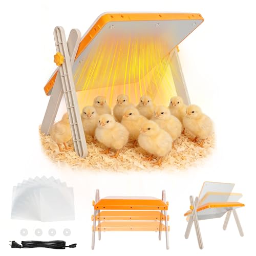 Chick Brooder Heating Plate - Briidea 80W Brooder Heater with 3 Adjustable Temperature, 10 PET Cleaning Film, Adjustable Height & Angle, Warmth Like Hen, 10" x 10" for 15 Small Poultry - color: 3 Adjustable Temperature