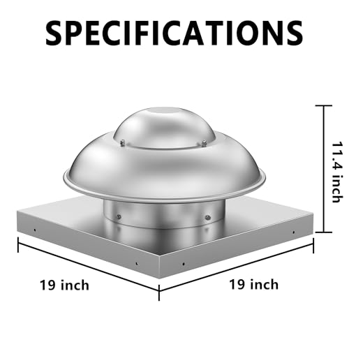Roof Mounted Exhaust Fan Direct Drive Axial Downblast Exhaust Fan -19" Fan Base, 1/30 HP 500 CFM 115 Volt Single Phase Motor - size: RMD10