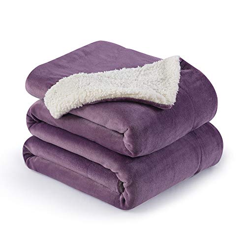 NANPIPER Couch Blanket Reversible Sherpa Flannel Blanket Ultra-Soft Plush Warm Fleece Microfiber (60"x80",Cassis Purple) - color: Cassis Purple, size: Twin