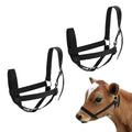 M METERXITY 2-Pack Adjustable Cattle Cow Calf Halter, 13.78"-17.7" Nylon Livestock Cow Halter for Miniature Horse/Donkey/Goat/Cattle [Black]