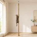 Extra Long 7.9Ft Jute Rope Cat Wall Climber - Heavy Duty Wall Mounted Cat Climbing Pole with Secure Hooks, Indoor/Outdoor Furniture for Active