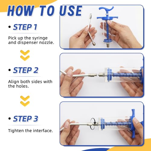 2 Pcs Goat Syringe Reusable Adjustable Goat Drench Syringe with 2 Drench Nozzle and Needles, Feeding Supplies for Cattle, Sheep, Goats, Horse, Pig, Dog (Blue, 20ML+50ML) - color: Blue, size: 20ML+50ML