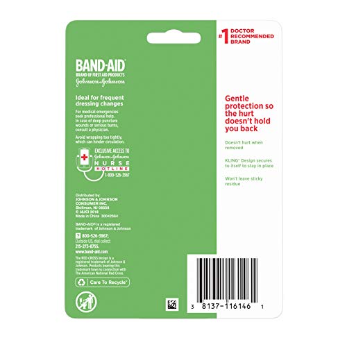 Band-Aid Brand of First Aid Products Hurt-Free Self-Adherent Elastic Wound Wrap for Securing Dressings On Post-Surgical Wounds, Joints, or Other Hard-to-Fit Areas, 2 in by 2.3 yd - style: Hurt-Free Wrap