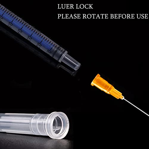 100 Pack 1ml/cc Plastic Luer Slip Syringa with 25Ga and Cap, Individually Sealed Wrapped, for Scientific Labs, Measuring Liquid, Refilling Cartridges or Glue Applicator - style: 100 Pack-1ml 25gauge