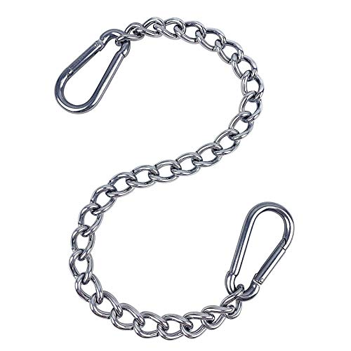 Hanging Chair Chain with Carabiners, Heavy Duty 660LBS Capacity Stainless Steel Hanging Kits for Punching Bags Hammocks (Silver, 24)