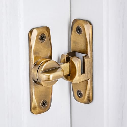 2 Packs Brass Barn Door Latches,90/180 Degree Gate Lock_B | Zinc Alloy Right Angle Door Lock Latch,Flip Gate Latches,Sliding Door Latch Lock,for Cabinets,Fence Gates,Pet Cage - color: Brass