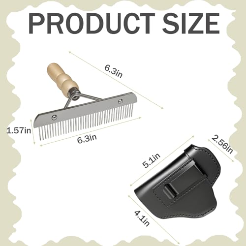1 Set Leather Comb & Brush Holder Display Stand with Mini Fluffer - Pet Grooming Kit for Livestock Show, Cattle, Dogs, Horses