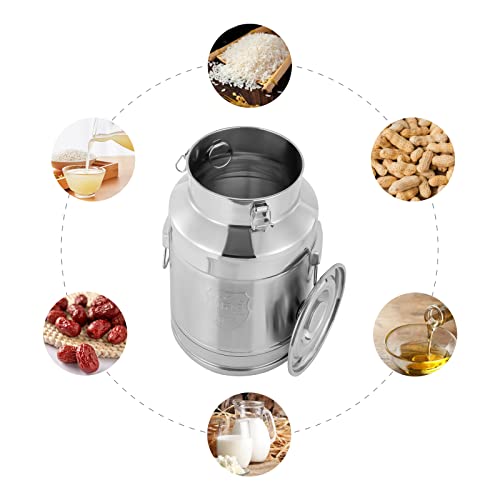 28L/7.4 Gallon 304 Stainless Steel Milk Can, Heavy Duty Locking Sealed Lid Milk Pail Bucket, Large Capacity Wine Oil Storage Container, Thickened Milk Bucket with Carry Handle for Home, Farm, Kitchen - size: 28L/7.4Gal