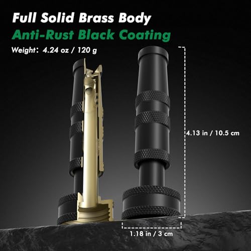 RESTMO Solid Brass Hose Nozzle, Heavy Duty Adjustable Twist Hose Nozzle | Anti-Rust Black Coating, Solid Brass Construction, Leak-proof, Adjustable 3 Spray Patterns, Ideal for Watering & Washing - size: 1 Pack