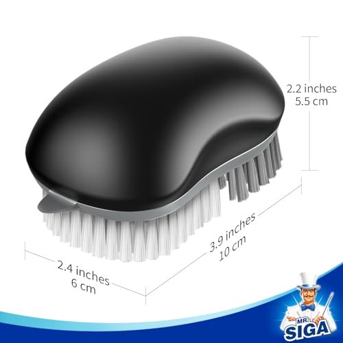 MR.SIGA Fruit and Vegetable Cleaning Brush with Non Slip Comfortable Grip | Potato scrubber brush, non slip fruit scrub brush - color: Black