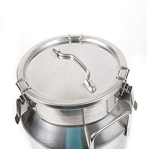 Milk Can with Sealed Lid, Stainless Steel Milk Transport Cans Wine Pail Bucket Tote Jug Pot Oil Liquid Storage Barrel with 2 Handles Sealed Silicone Anti-Leak Ring Lock Belt 30L 7.92 Gallon - color: 30L