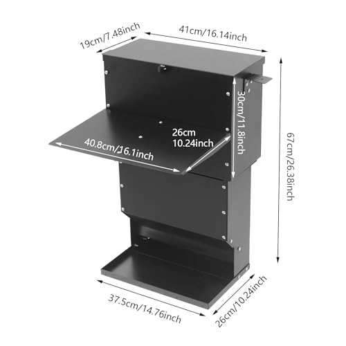 Large Metal Hanging Deer Feeder with Lid, 59Lbs Capacity Heavy Duty Hanging Livestock Gravity Feeder, Carbon Steel Deer Feeding Station