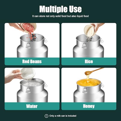 9.2 Gallon Milk Can with Spout, 35L Milk Container Stainless Steel Bucket with Locking Sealed Lid, Airtight Food Storage Container for Home, Farm, Commercial Kitchen (9.2 Gallon/35L) - size: 9.2 Gallon/35L