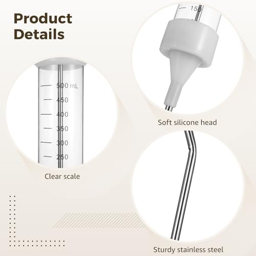 yeesport 500ml Metal Feeding Gun, Dosing Syringe for Cattle Sheep Horses | Adjustable dosing with scale; curved nozzle protects mouth; ergonomic grip; easy disassembly for cleaning; for pigs too