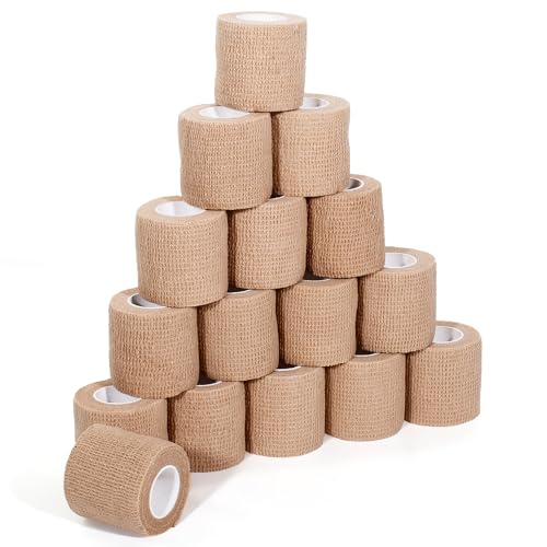 Self Adhesive Bandage Wrap,Bandage Tape,Medical Tape,Vet Tape | Athletic Tape Gauze,for First Aid,Sports, Wrist, Ankle (skin color, 2inch*16rolls) - color: Skin Color, size: 2inch*16rolls