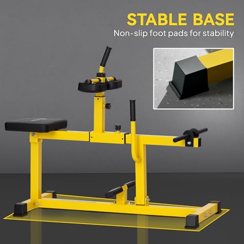 Soozier Seated Calf Raise Machine for Home Gym Waist Arm Training | Adjustable Calf Machine Leg Extension - color: Yellow