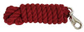 10 Ft Cotton Lead Rope, 3/4 in, Bull Snap Burgundy - color: Burgundy