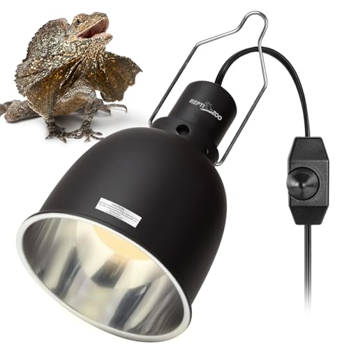 REPTI ZOO Reptile Light Fixture with Dimmable Switch,5.5 inch Deep Dome Lamp Fixture for Reptile Tank Terrarium,Optical Reflection Cover for UVB UVA Bulb Basking Heat Bulb