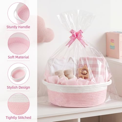 Yeezube Woven Basket Gift Basket Storage Baskets with Gift Bag Card Ribbon Tissue Paper for Wedding Gifts Empty Graduation Gifts Stuffers Baby Shower