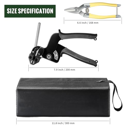 Stainless Steel Zip Tie Gun Kit with Industrial Scissors - Heavy Duty Metal Zip Ties Tensioner & Cutter Tool for Electrical, Used to Repair Outdoor Fences, Pipes, Chain Links, Garden Farm