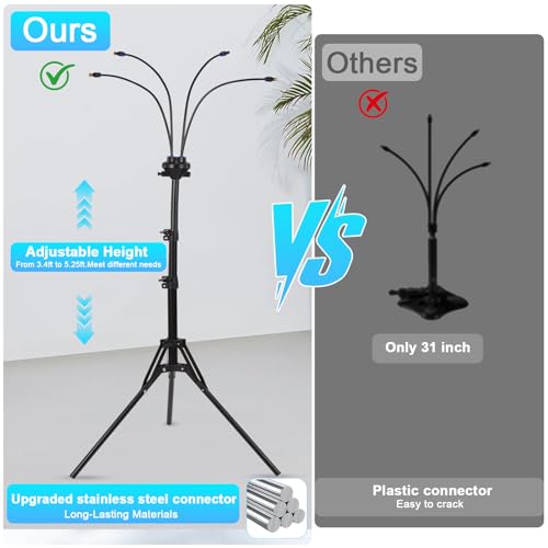 GMAULEE Outdoor Misting Stand, Adjustable 5.25 FT Mister System with 26.5FT Hose, Heavy Duty Portable Mist Cooling System for Patio, Deck, Poolside, Backyard BBQ, Party, and Kids Water Play (5.25FT) - size: 5.25FT