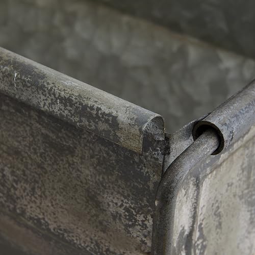 Creative Co-Op Metal Trough Container with Distressed Zinc Finish