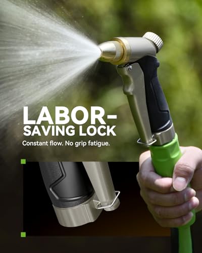 RAINPOINT Garden Hose Nozzle, 100% Heavy Duty Metal Hose Sprayer, High Pressure Water Hose Nozzle with Adjustable Spray Patterns and Flow Control for Watering Plants, Car Washing, Pet Washing,L-Brown - color: Light Brown