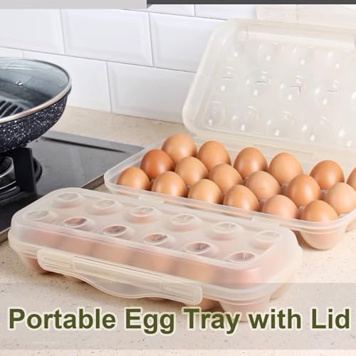 12 Grid Egg Container, 2 Packs Egg Holder Plastic Egg Storage Box Egg Organizer for Fridge Portable Egg Tray with Lid for Refrigerator Camping Hiking Outdoor Activities (12 Counts-2 Packs) - style: 12 Counts-2 Packs